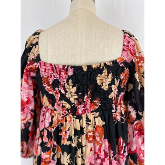 Anthropologie Floral Maxi Dress S Black Pink Blossom Tiered Dark Romantic Boho - Picture 9 of 16